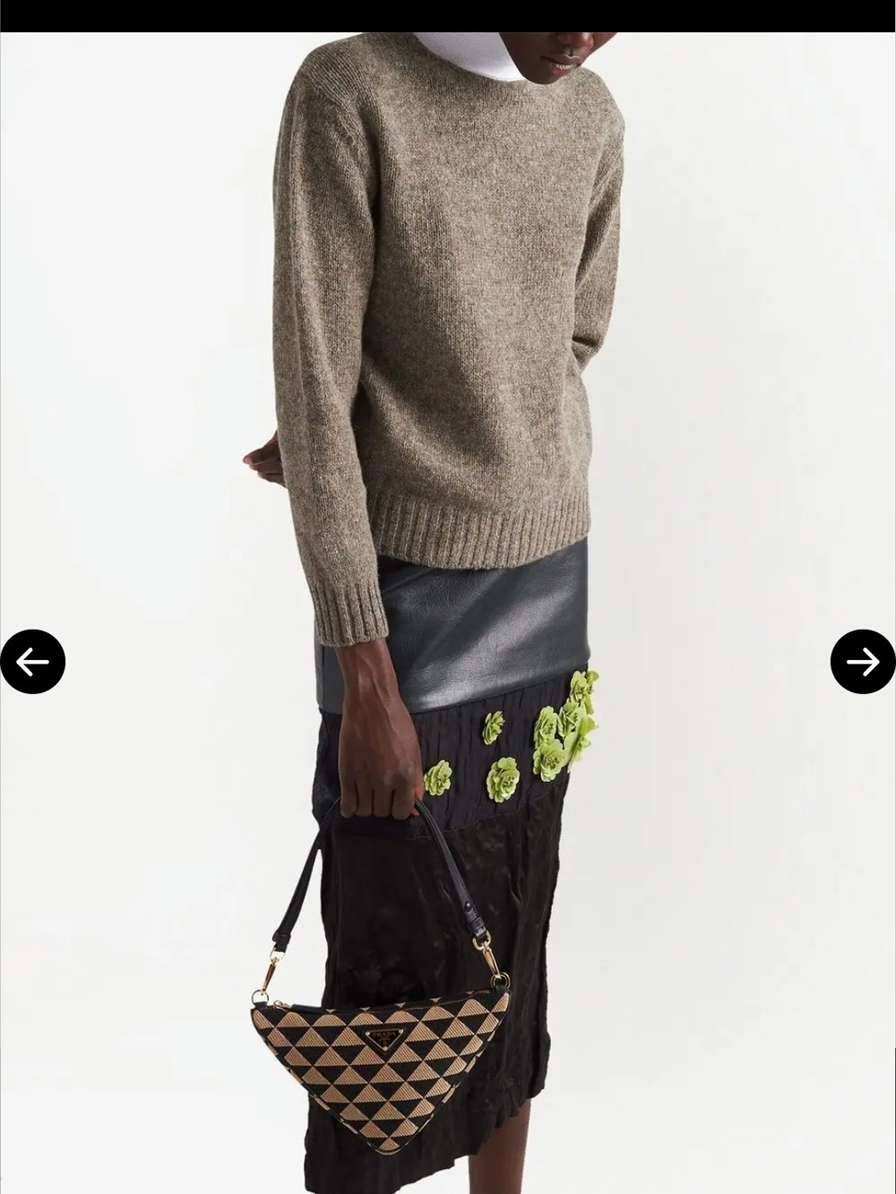Prada Black and Beige Triangle Shoulder Bag - Picture 2 of 11